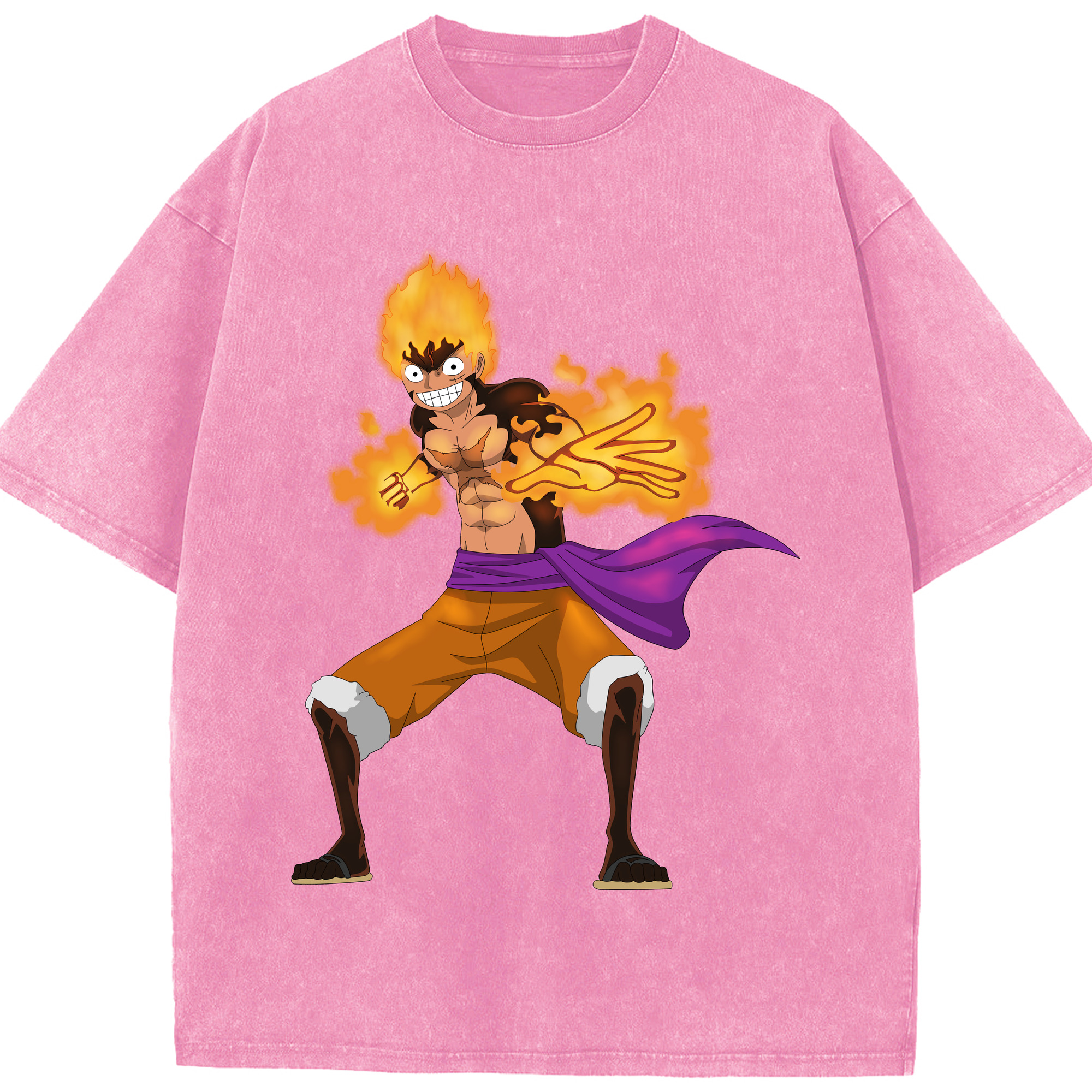 ワンピース モンキー・D・ルフィ ONE PIECE Monkey D. Luffy 綿100% ヴィンテージ風 半袖Tシャツ（フロントプリント）